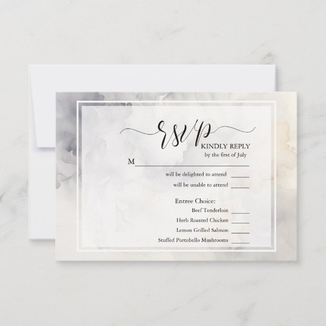 RSVP Elegant Grey and Pale Gold Soft Clouds (Front)