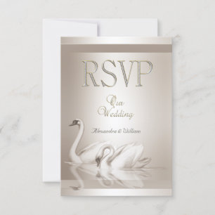 RSVP Elegant Mariage Swans Damask Cream Blanc