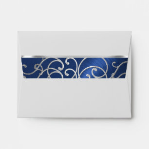 RSVP Elegant Navy Blue Silver Filigree Enveloppe