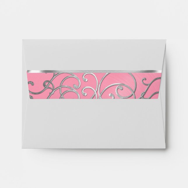 RSVP Elegant Pink and Silver Filigree Envelope (Back (Top Flap))