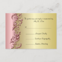 RSVP Elegant Pink Mauve & Gold Florid Wedding