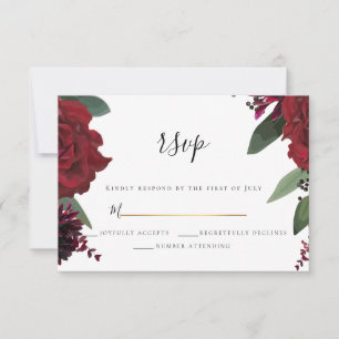 RSVP     Élégant riche floral bordeaux Marsala