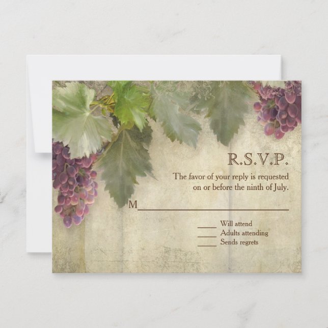 RSVP Elegant Rustic Vineyard Winery Wedding (Front)
