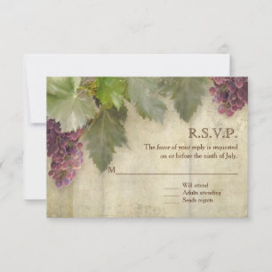 RSVP Elegant Rustic Vineyard Winery Wedding Card