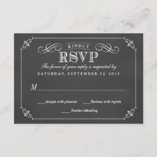 RSVP Elegant Rustic Vintage Chalkboard Wedding