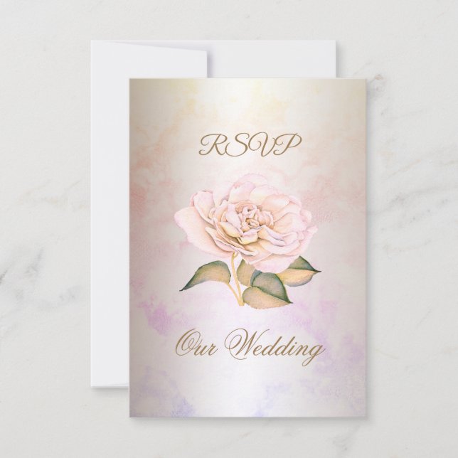 RSVP Elegant Wedding Pink Marble Rose Cream Card (Front)