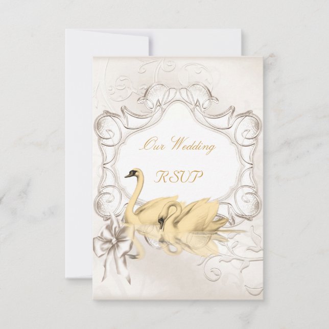 RSVP Elegant Wedding White Gold Cream Swans Set (Front)