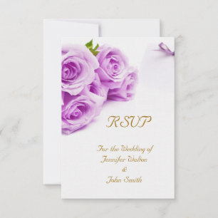 RSVP Elegant Wedding White Purple Roses Dove Bells Card