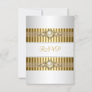 RSVP Elegant White Pearl Gold chain 30th Birthday Card