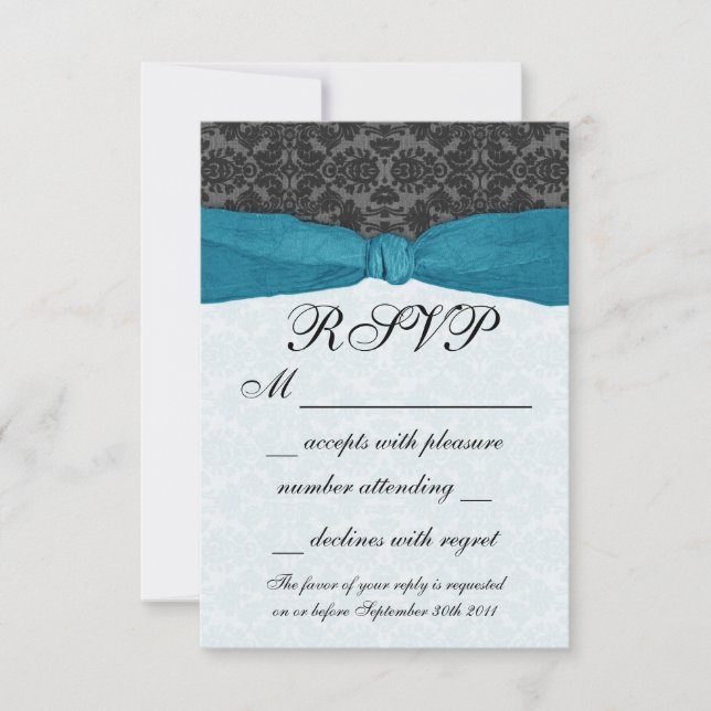 RSVP enrobé de ruban Damask - Turquoise (Devant)