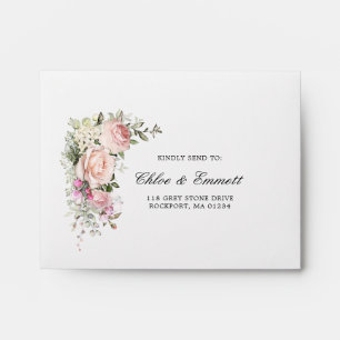 RSVP - Enveloppe d'adresse florale rose rustique
