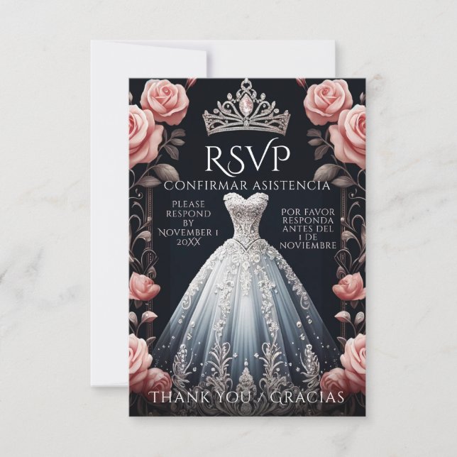 RSVP espagnol Quinceañera Rosas (Devant)