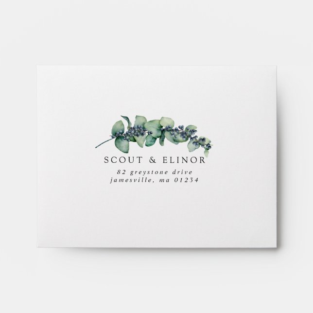 RSVP Eucalyptus Berry Enveloppe d'adresse botaniqu (Devant)