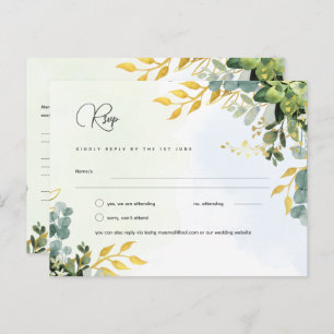 RSVP Eucalyptus Mariage - Watercolor Green Menu