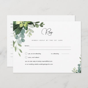RSVP Eucalyptus Mariage - Watercolor Green Menu