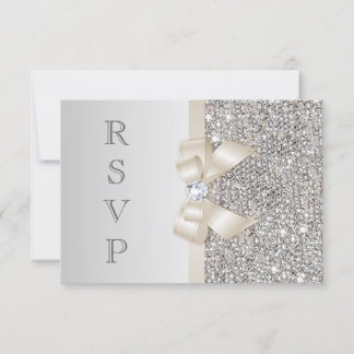 RSVP Faux Argent Paillettes Champagne Clair Nœud