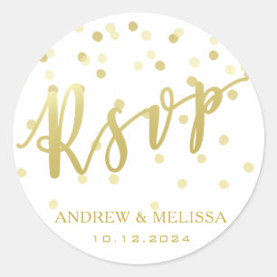 RSVP   Faux Gold Brush Script Wedding Sticker
