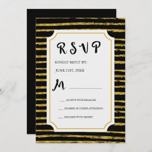 RSVP Faux Gold Foil et Black Faire-part de mariage