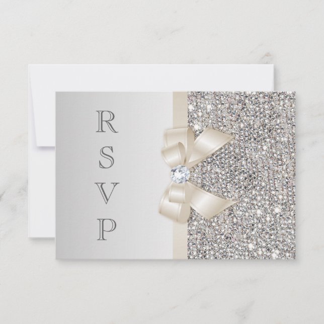 RSVP Faux Sequins Argenté Champagne Clair à Nœud (Devant)