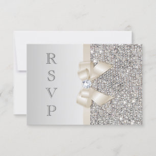 RSVP Faux Silver Sequins Light Champagne Bow