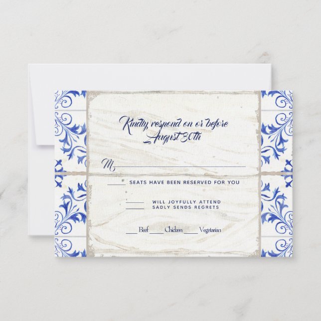 RSVP Ferme Ferme Lapis Bleu Blanc Bois Rustique (Devant)