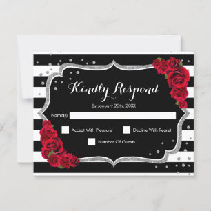 RSVP fête d'anniversaire - Carte rouge noire en ar