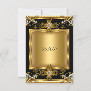 RSVP Fiançailles Élégant or fleuri Bijou noir