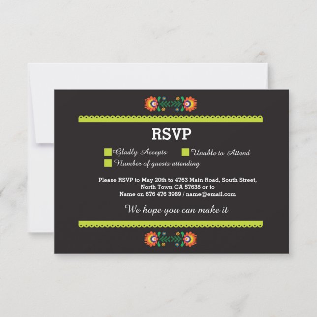RSVP Fiesta Mexican Print Cards Wedding Party (Front)
