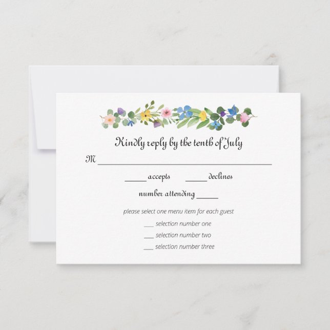 RSVP fleur sauvage avec carte de réponse de sélect (Devant)