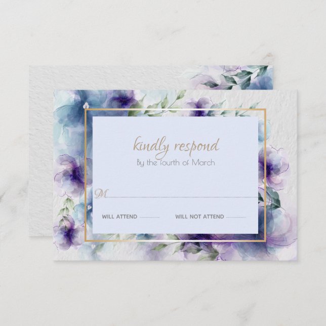 RSVP | Fleurs d'aquarelle translucides à violet bl (Devant / Derrière)