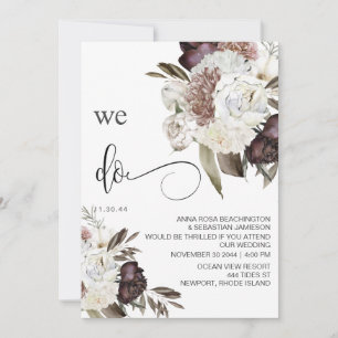 *~* RSVP Floral Burgundy Rose AR15 QR WEDDING Invitation