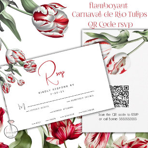 RSVP     Floral Red & White Rembrandt Tulips Card