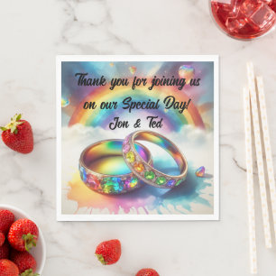 RSVP Gay lesbian Rainbow Rings  Napkin