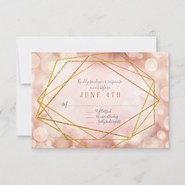 RSVP Geometric Polygon Bokeh Twinkling Lights Pink (Front)
