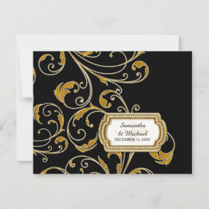 RSVP Glam Old Hollywood Regency Black Tie Event Card