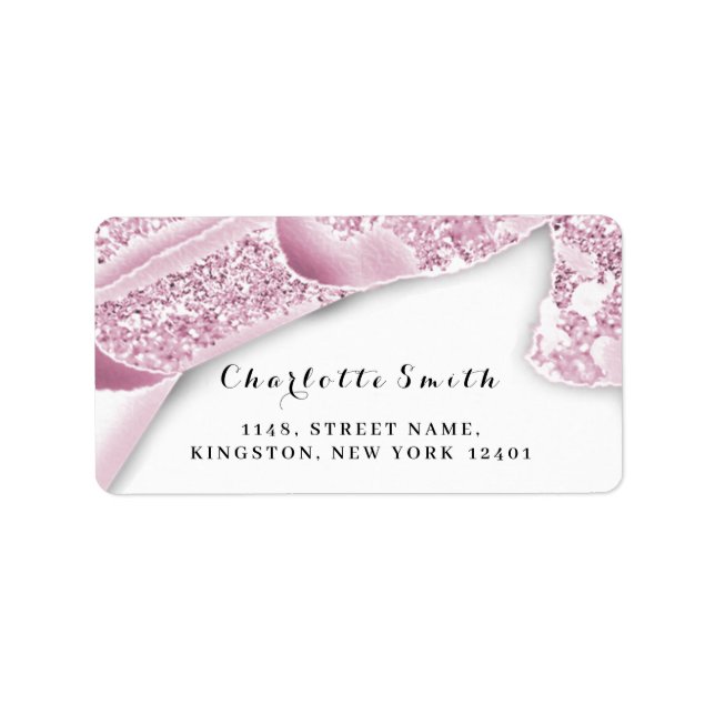 RSVP Glitter Frame Bridal Wedding Baby Pink Label (Front)