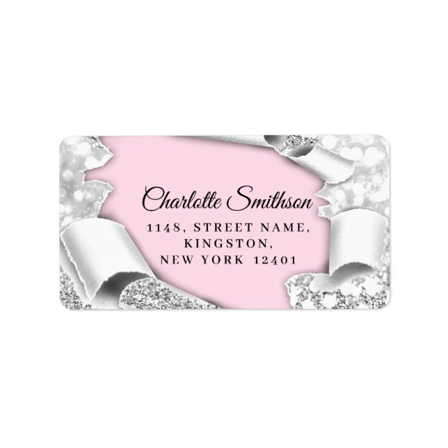 RSVP Glitter Sweet 16th 15th  Pink Silver Label (Front)