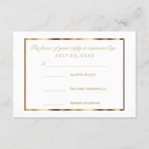 RSVP  Gold and White Card