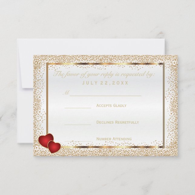 RSVP  Gold Confetti and White Satin (Front)