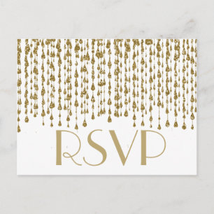 RSVP Gold Confetti Streams Invitation Postcard