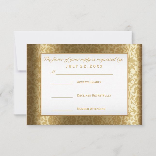 RSVP  Gold Damask and White (Front)