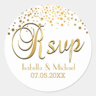 RSVP   Gold Dots    Personalize Classic Round Sticker