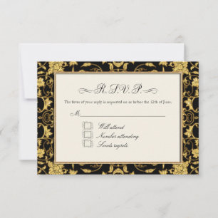 RSVP Gold Floral Damask Faux Mariage Parties scint