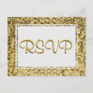RSVP Gold Sequin Invitation Postcard