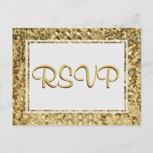 RSVP Gold Sequin Invitation Postcard (Front)