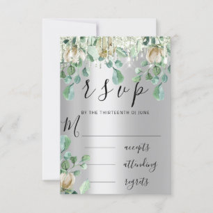 RSVP Gouttes Argentées Fleurs Vert Menthe Mariage