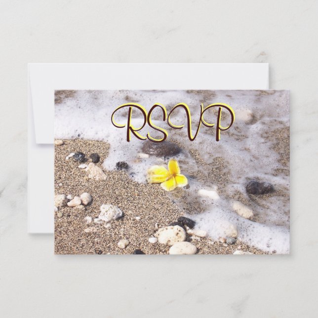 RSVP Guest Reply Enclosure Seashells, Plumeria Card (Front)