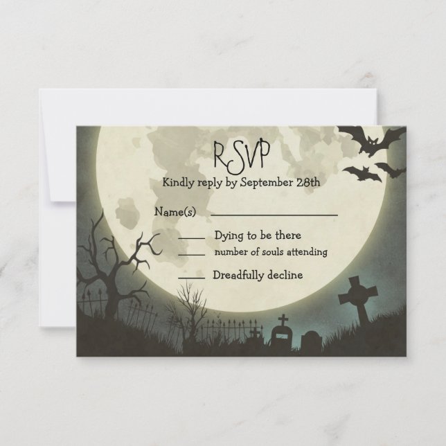 RSVP Halloween mariage avec pleine lune et le cime (Devant)