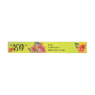 RSVP Hawaiian Hibiscus Yellow Watercolor Wrap Around Label