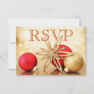 RSVP Holiday Gold & Red Wedding Card